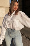 White Oversize Blouse with Lantern Sleeves