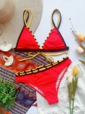 Red Bikini Set with Contrast Trim