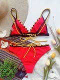 Red Bikini Set with Contrast Trim