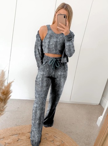 Solid Matching 3PCS Pants Set