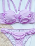 Purple Underwired Two Piece Swimsuits
