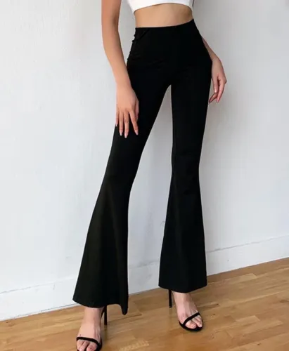 Black Scrunch Butt Bell Bottom Pants