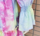 Off Shoulder Tie Dye Layered Skater Dress