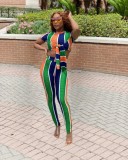 Colorful Striped Matching Two Piece Set