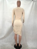 Wholesale Long Sleeve Ruched Slit Club Dress