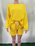 Comfortable Solid Oversize Top and Shorts Set