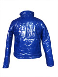 Blue Patent PU Leather Paaded Jacket