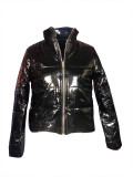 Black Patent PU Leather Paaded Jacket