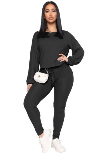 Solid Loose Tops and Leggings Set