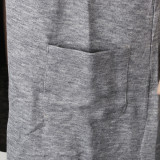 Gray Knit Lapel Sleeveless Long Coat with Pockets