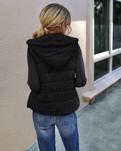 Wholesale Two Way Polar Fleece Hooded Vest