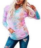 Tie Dye Long Sleeve Hooded T Shirt