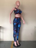 Print Bra Top and Legging Fitness Outfits