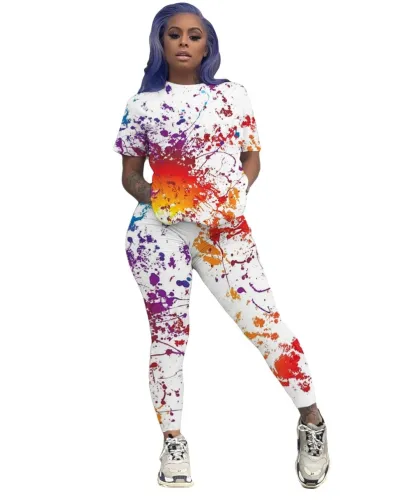 Graffiti Matching Colorful Tee and Pants Set