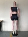 Print Bra Top and Shorts Fitness Outfits