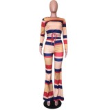 Colorful Striped Two Piece Pants Set