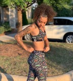 Print Bra and Legging Two Piece Yoga Outfits