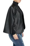 Solid Slit Sleeves PU Leather Jacket