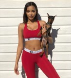 Print Bra Top and Leggings Workout Outfits