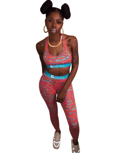 Print Bra and Legging Two Piece Yoga Outfits