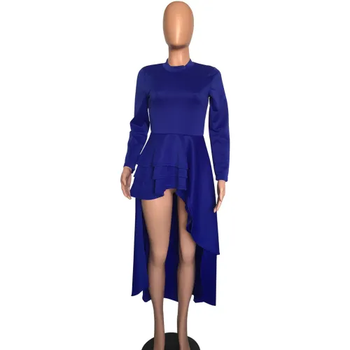 High Low Irregular Layered Navy Dress Top