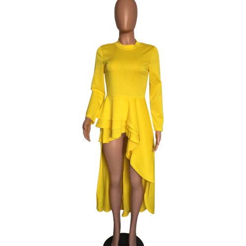 High Low Irregular Layered Yellow Dress Top