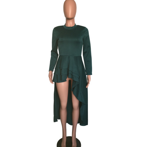 High Low Irregular Layered Green Dress Top
