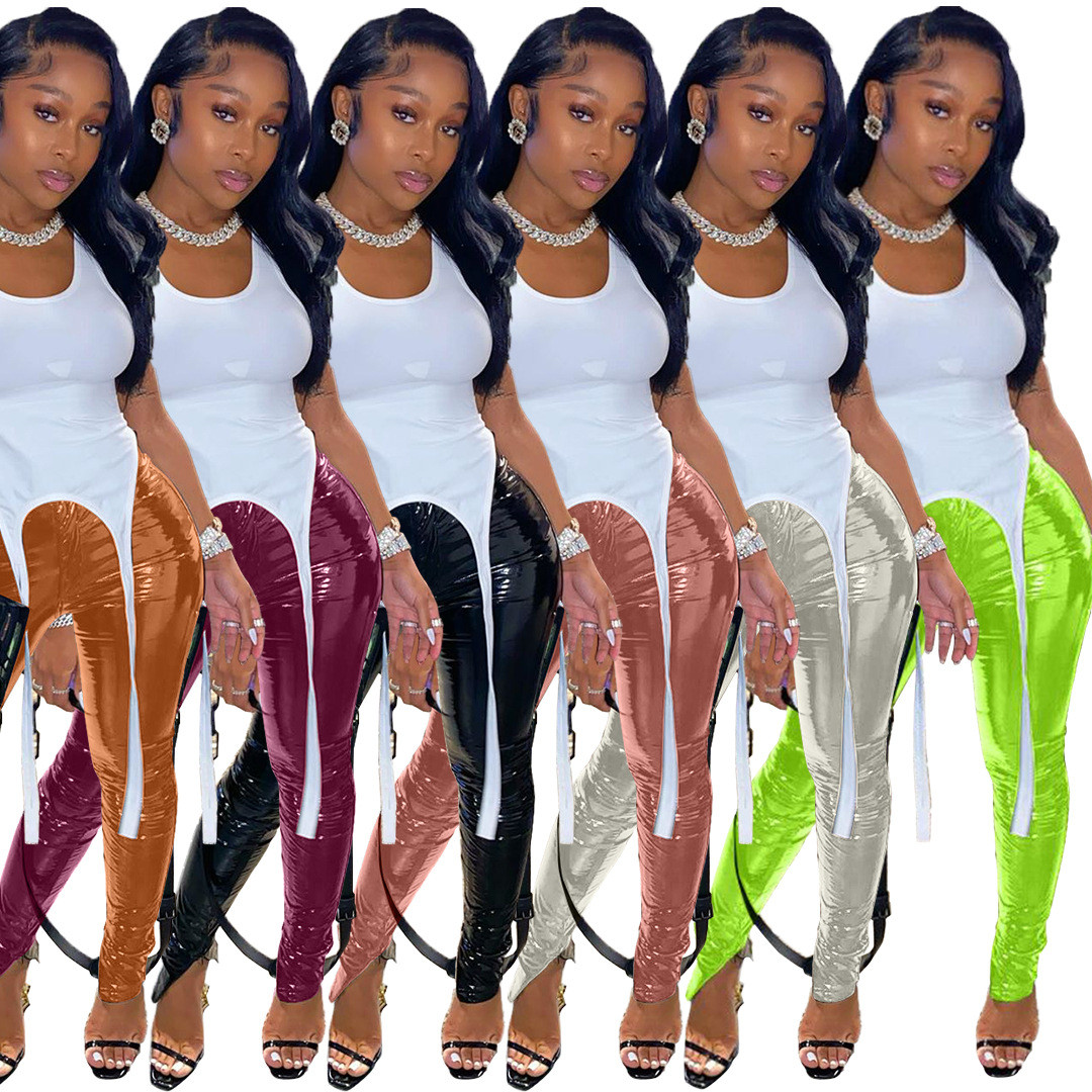 pink pu pants