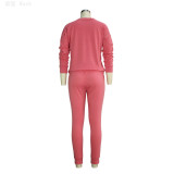 Plain Pink Sweatshirt and Sweatpants Set