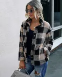 Button Up Checked Fleece Coat
