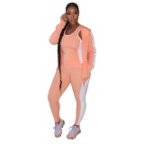 Contrast Panel 3PCS Hooded Tracksuit