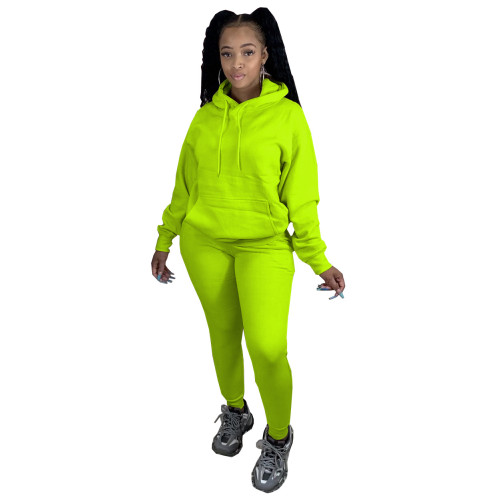 Neon Green Front Pocketed Drawstring Tracksuit