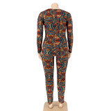 Plus Size Print Cozy Pajamas Fitted Jumpsuit