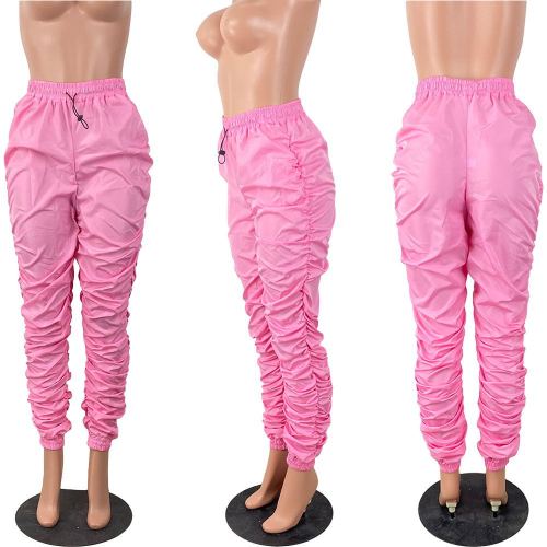 Pink Stack Elastic Hem Pants