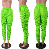Green Stack Elastic Hem Pants