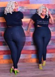 Plus Size Black High Waist Pencil Pants