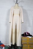 Beige Shorts Set with Matching Cardigan 3PCS