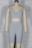 Gray Shorts Set with Matching Cardigan 3PCS