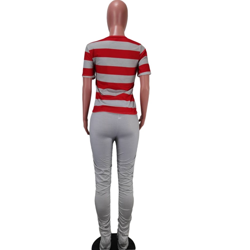 red stack pants