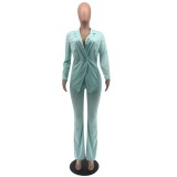 Solid Blazer and Pants Wholesale Two Piece Outfit
