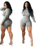 Sports Mock Neck Sexy Long Sleeve Bodycon Romper