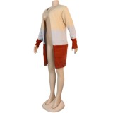 Color Block Sweater Cardigans with Pockets