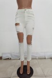 Street Style Ripped White Tight Jeans
