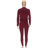 Contrast Panel Zipper Hooded Tracksuit