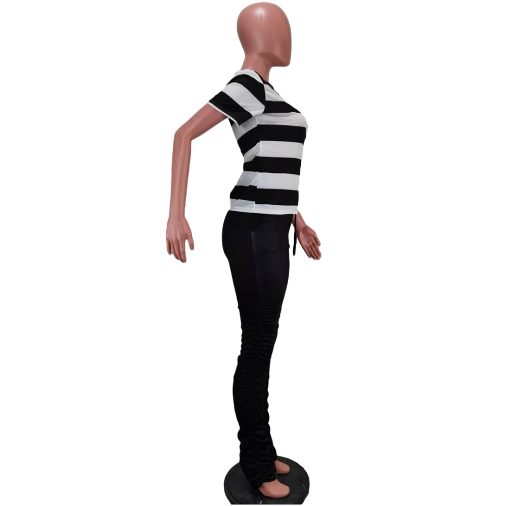 striped white and black pants