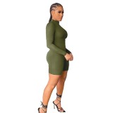 Sports Mock Neck Sexy Long Sleeve Bodycon Romper