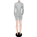 Sports Mock Neck Sexy Long Sleeve Bodycon Romper