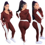 Contrast Panel Zipper Hooded Tracksuit