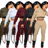 Burgundy Solid Warm Hooded Sweatsuits
