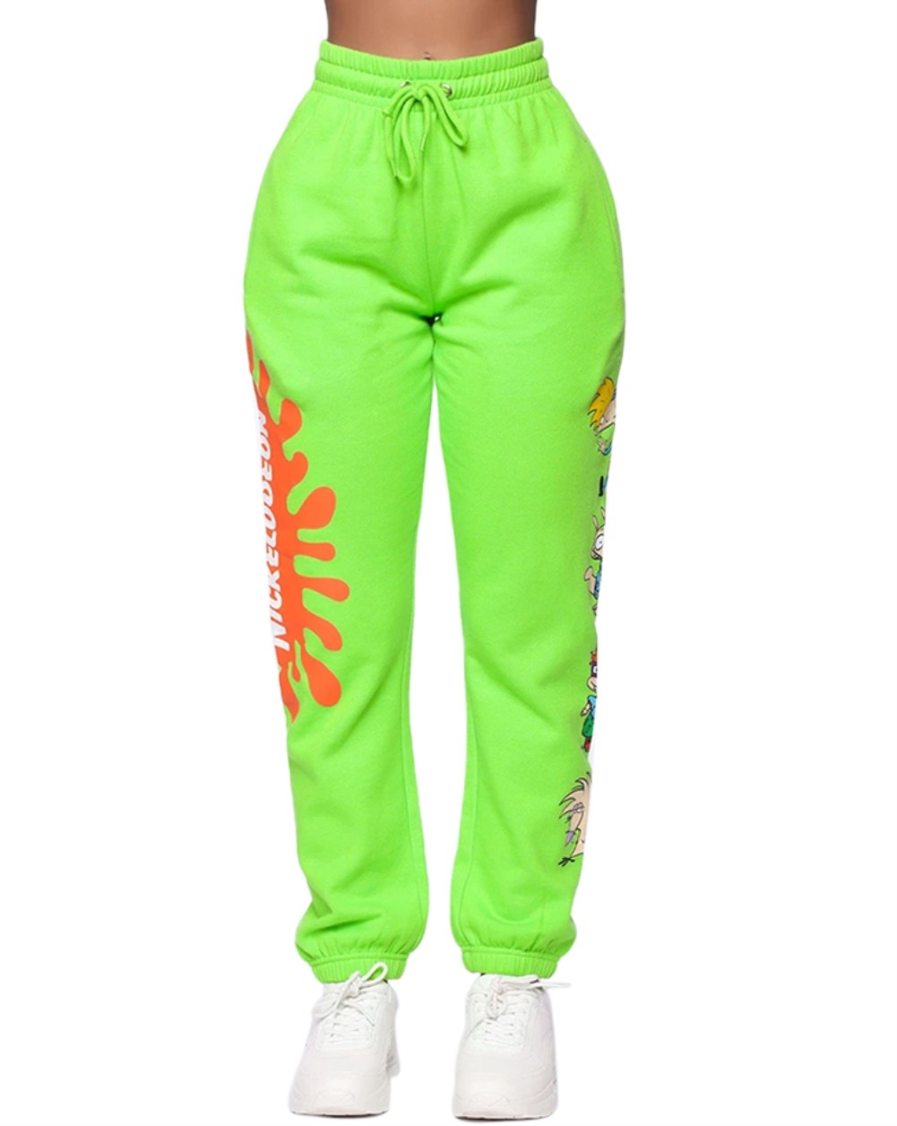 cartoon print two tone sweatpants